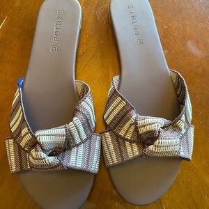 Rothy's Striped Brown and Cream Sandals